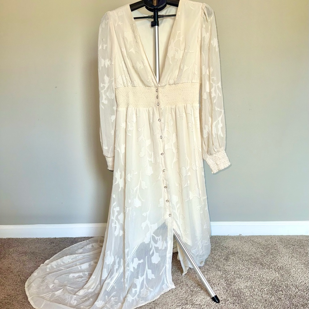 Baltic Born - Soieblu Cream Floral Maxi Dress with train